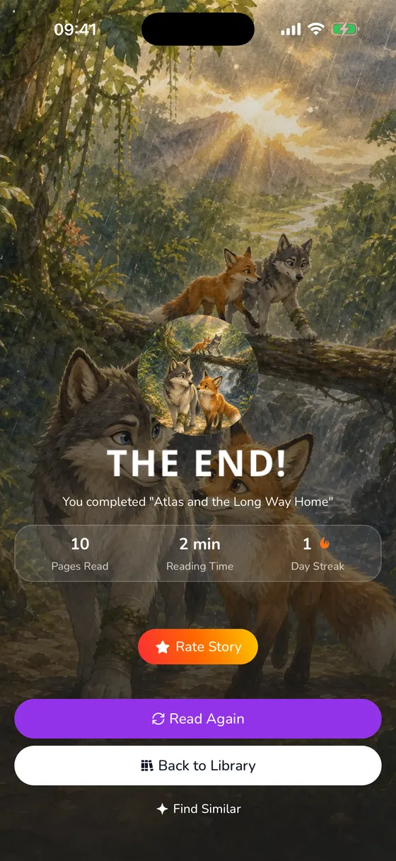 The end — pages read, minutes, day streak